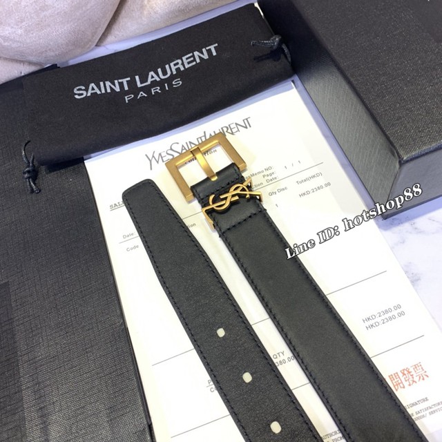 Saint Laurent女士皮帶 聖羅蘭金扣小牛皮腰帶  jjp1757